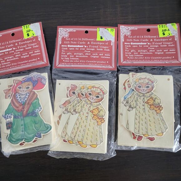 Kitty Cucumber's Friends "Ginger" Lot of 36 Vintage Gift Note Cards/Tags Cottage - Picture 6 of 7